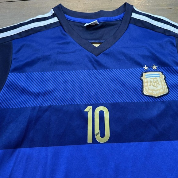 Argentina National Team Soccer Jersey Blue AFA Messi 10 Away Short Sleeve FIFA - Picture 3 of 8